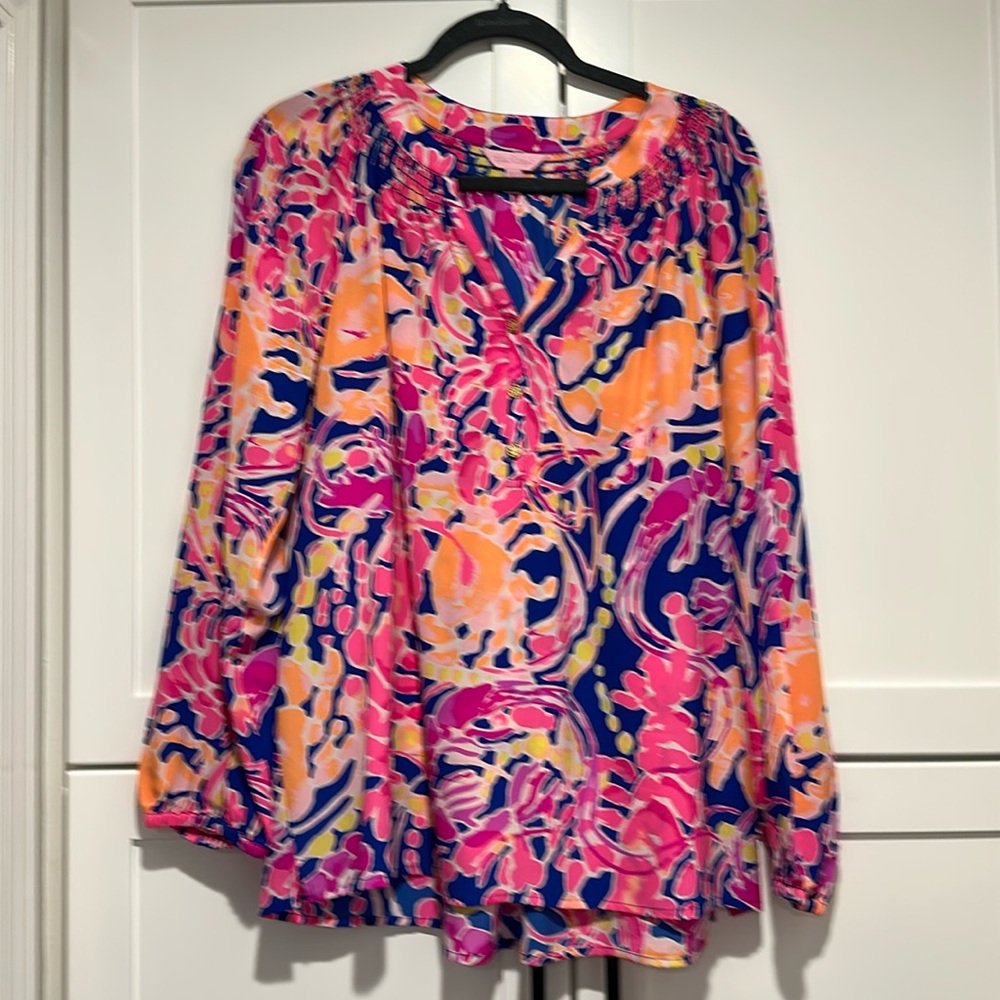 Lilly Pulitzer 100%silk blouse size large